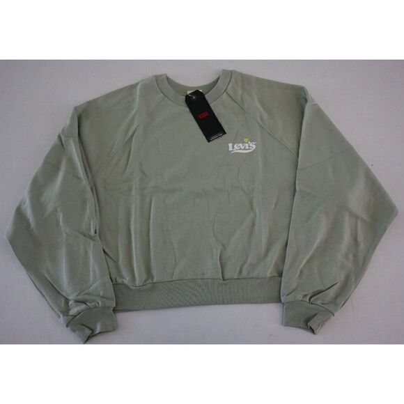 Levi's 18722005 Women's Sz L Light Green Logo Cropped Long Sleeve Sweatshirt $50 - Picture 4 of 5